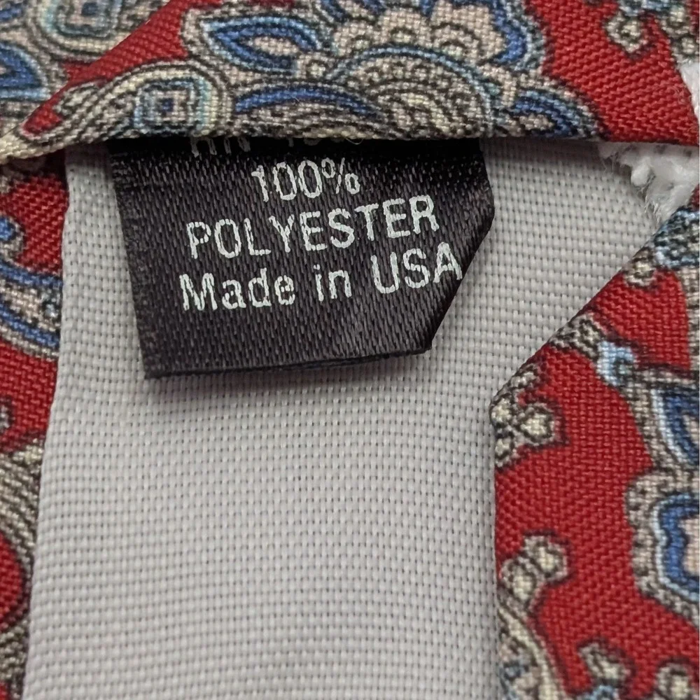 Vintage Designer Collection Kids Clip On Tie Red Paisley Made in USA 17.5